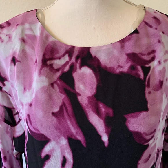 Anne Klein Silk Flower Print Blouse - Picture 2 of 6
